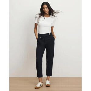 NEW, Veronica Beard Renzo Slim leg Pants Black/silver button 10 #P3776